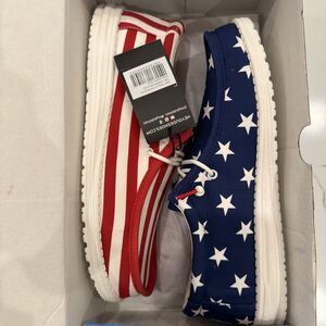 Hey Dude Wally Patriotic American Flag Slip-on Casual Shoes Men's 10 M US * NEW!